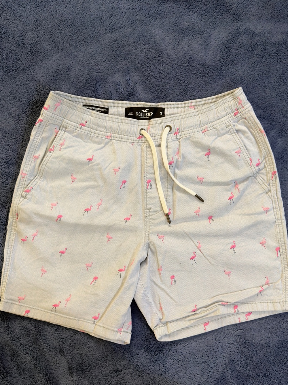 Hollister Light Blue Shorts with Pink Flamingo Print